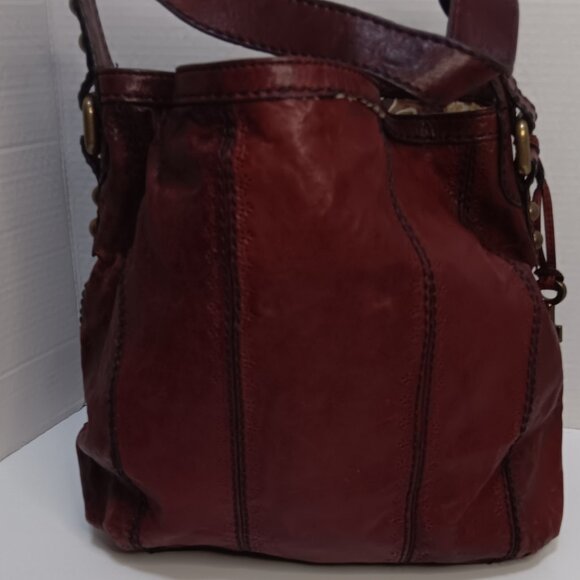 Fossil Leather Talita Embossed Large Boho Classic Red Shoulder Satchel Handbag - Picture 9 of 9